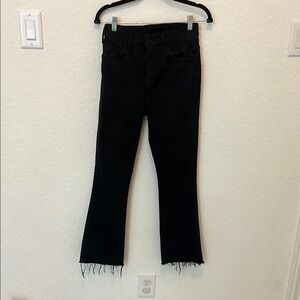 Mother Black Flare Jeans with Raw Hem